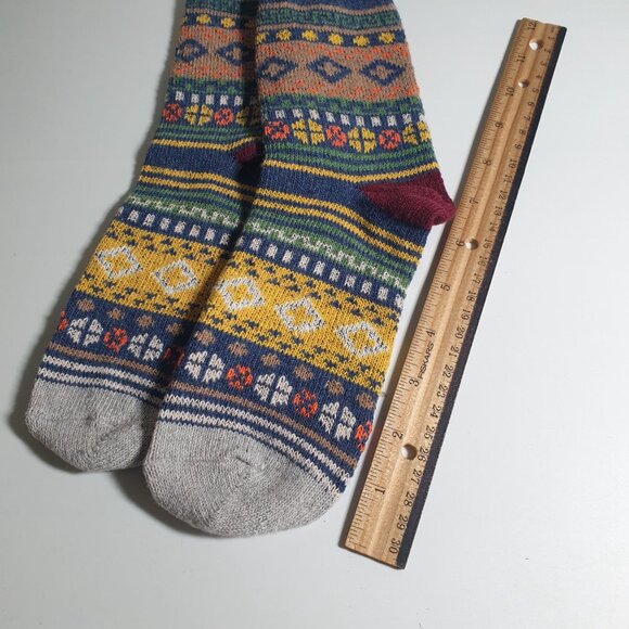 Patterned Multicolor Men Knit Socks Poly Blend Warm Winter Accessory Casual Gift - Picture 2 of 4